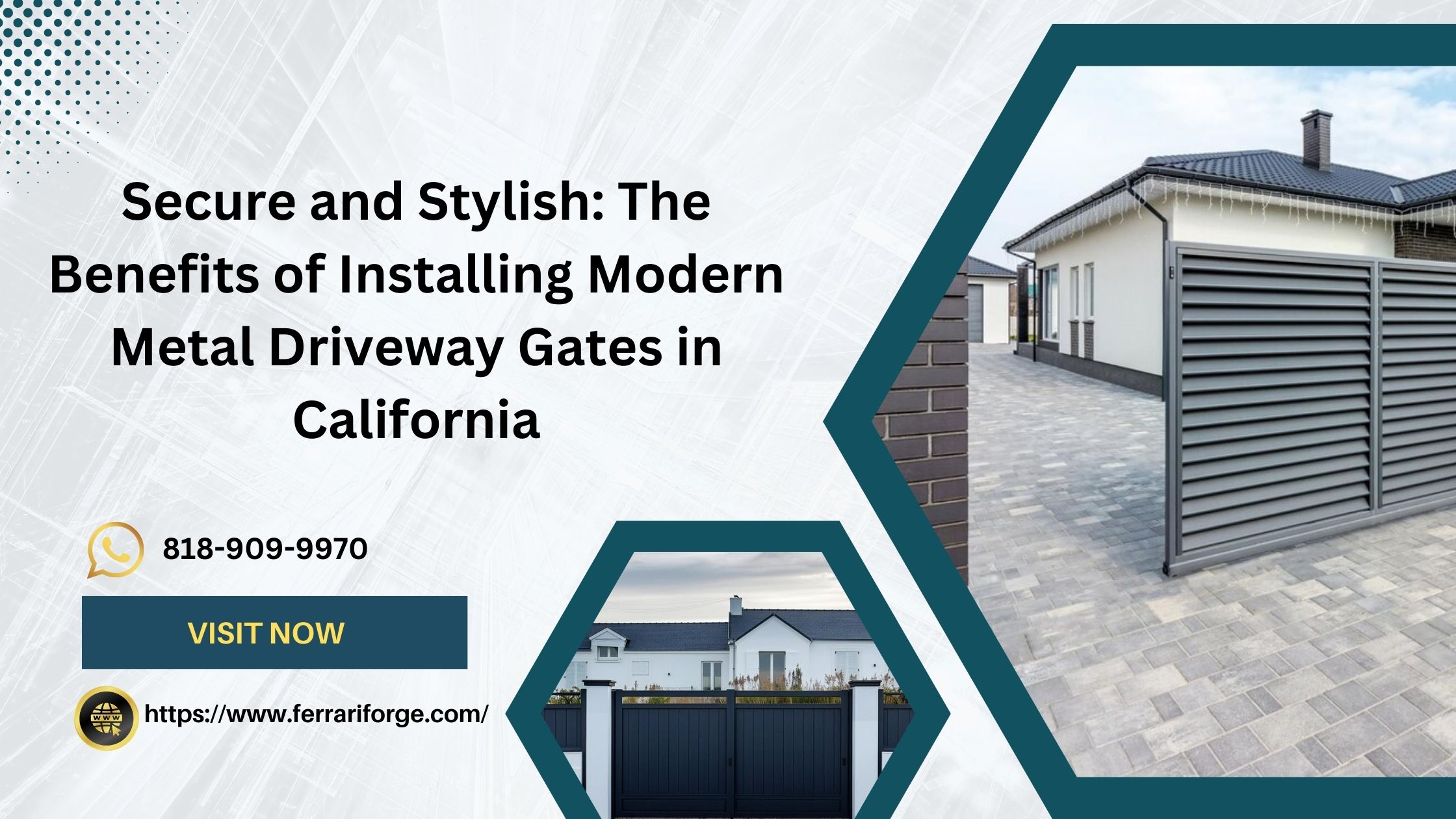 modern metal driveway gates in California